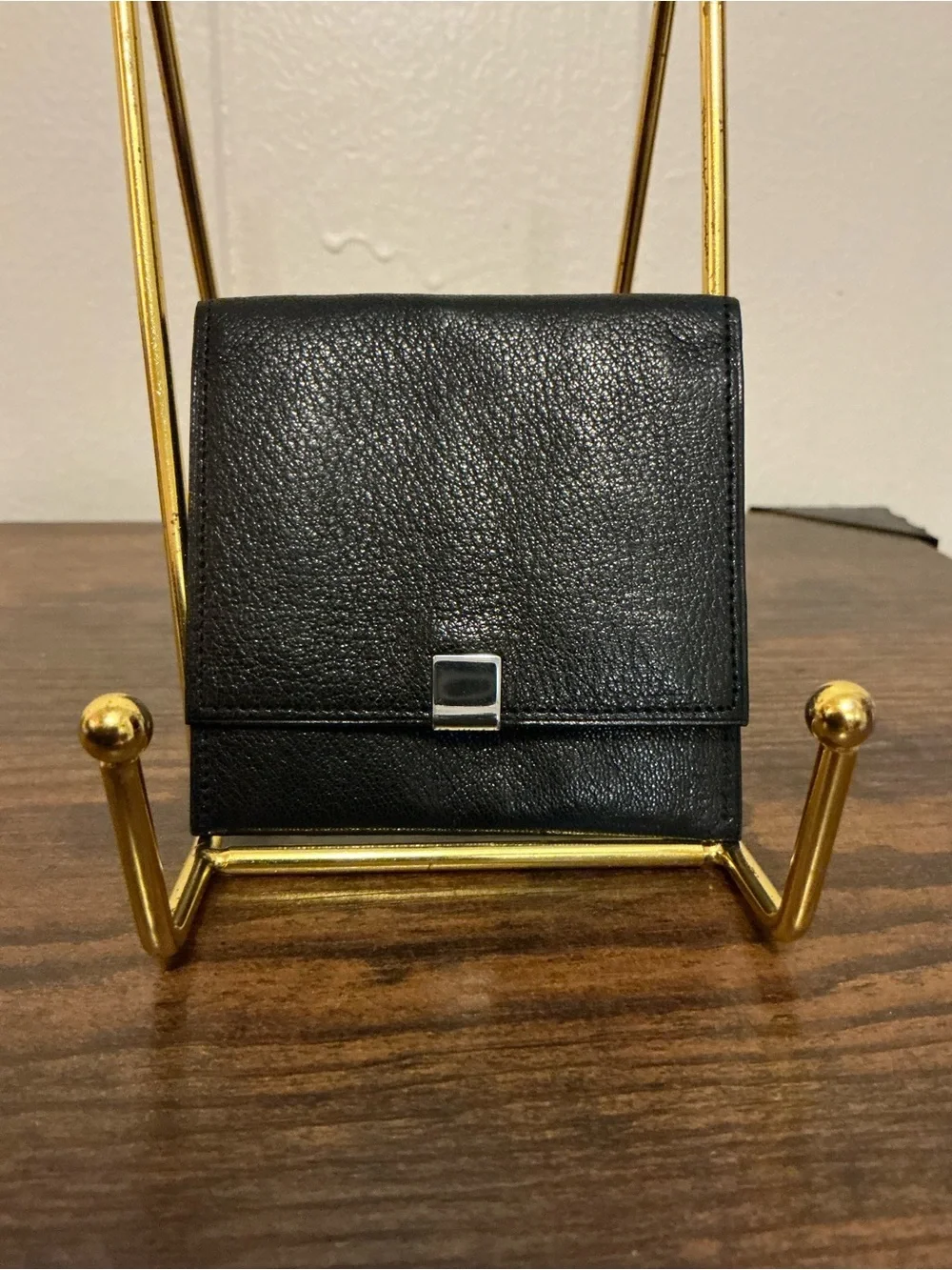 Rare Black Leather Minimalist Vintage Mark Chiyoda Snap Small Wallet From Japan